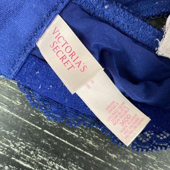Victoria’s Secret Blue Lace Semi Sheer Underwire Demi Bra 36DD - Picture 5 of 6